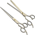 ANDUSTRIAL - Professional Hair Cutting And Thinning Pet Grooming Scissors/Shears For Cats, Dogs - Premium High Carbon Steel Quality - Smooth And Sharp - 8.5 Inch, Silver