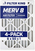 Filter King 6x50x1 Air Filter | 4-PACK | MERV 8 HVAC Pleated A/C Furnace by FilterKing