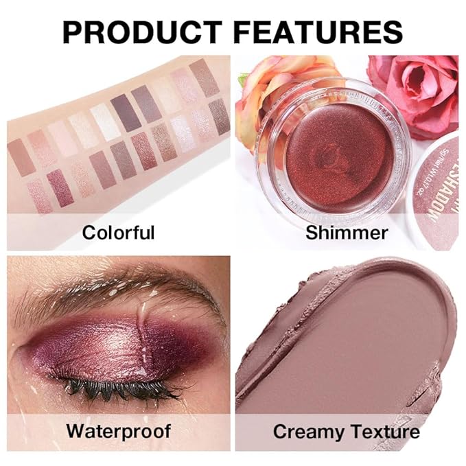 Single Nude Cream Eye Shadow,Putty Matte Natural Monochrome Eyeshadow Palette,Waterproof,Long Lasting Naturing-Looking,Vegan & Cruelty-Free,23