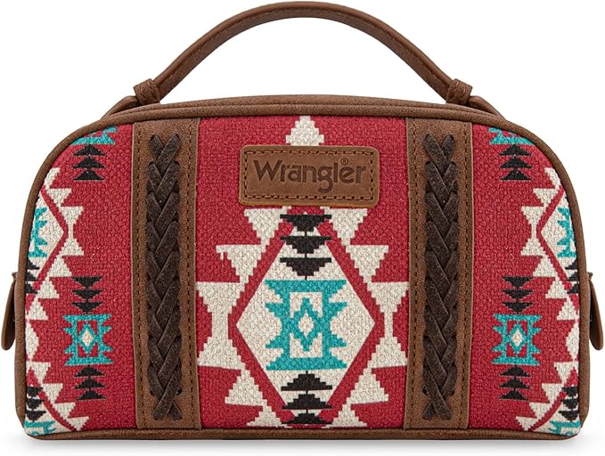 Montana West Wrangler Makeup Bags for Women Portable Aztec Toiletry Bag Southwestern Travel Cosmetic Organizer for Gift