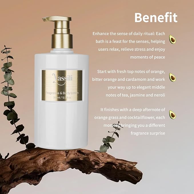 Vassili Scented Body Lotion for Women with Shea Butter & Vitamin E to Firm, Hydrate & Leave Skin Silky-Smooth, a Natural Moisturizer with a Long-Lasting Fragrance for All Skin Types-Mystic Mist