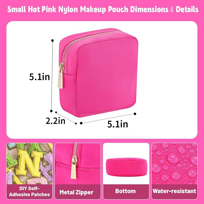 Travel Essentials Makeup Bag for Women Water-resistant Toiletry Organizer Nylon Cosmetic Pouch Preppy Stuff