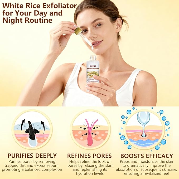 Peel Shot Glow White Rice Peeling Ampoule, Rice Extract Exfoliating Serum Dead Skin Care for Face and Body Scrub, Gentle Skincare, Pore Refiner & Deep Hydration for All Skin Types（80ML/2.71 Fl Oz）