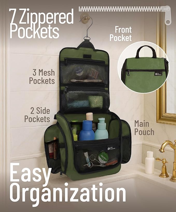 DD D&D Wanderlust D&D Hanging Travel Toiletry Bag for Men and Women – Cosmetics, Makeup and Toiletries Organizer Kit with 10 Compartments