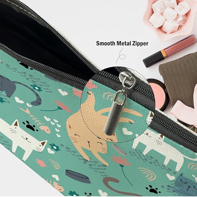 Cat Lover Gifts 2 PCs Makeup Bag, Cat Themed Gifts for Cats Owner Women Girls Daughter Best Friend Sisters Friendship Graduation Birthday, Cats Cosmetic Bag Travel Pouch