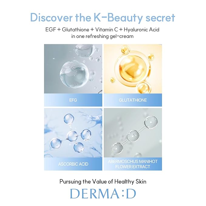 Aqua Pure Gel – Oil-Free Water-Based Korean Facial Moisturizer with Hyaluronic Acid, EGF & Glutathione – Lightweight Hydrating Gel Cream for Oily, Combination & Sensitive Skin