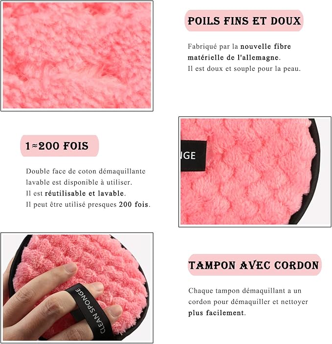 Vtrem 3 Colors Makeup Remover Pads: Reusable Rounds Soft Facial Cleaning Puffs Towels Double-Side Washable Make Up Removing Cloth Microfiber Multi-Function, White, Pink, Brown