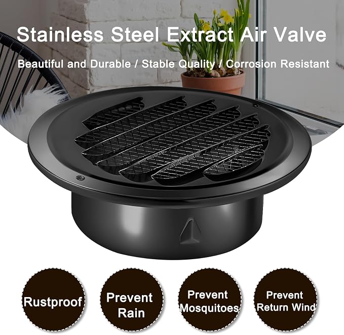 Zonon 12 Pcs Stainless Steel Soffit Vents 4 Inch Round Dryer Vent Cover - Image 4