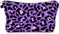 Cute Travel Makeup Bag Cosmetic Bag Small Pouch Gift for Women (Cheetah Print Purple)