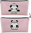 Panda Gifts Pink Makeup Bag, Cute Baby Panda Guess What It's Pug Butt Cosmetic Bag, Travel Toiletry Bag for Daughter, Canvas Zipper Pouch