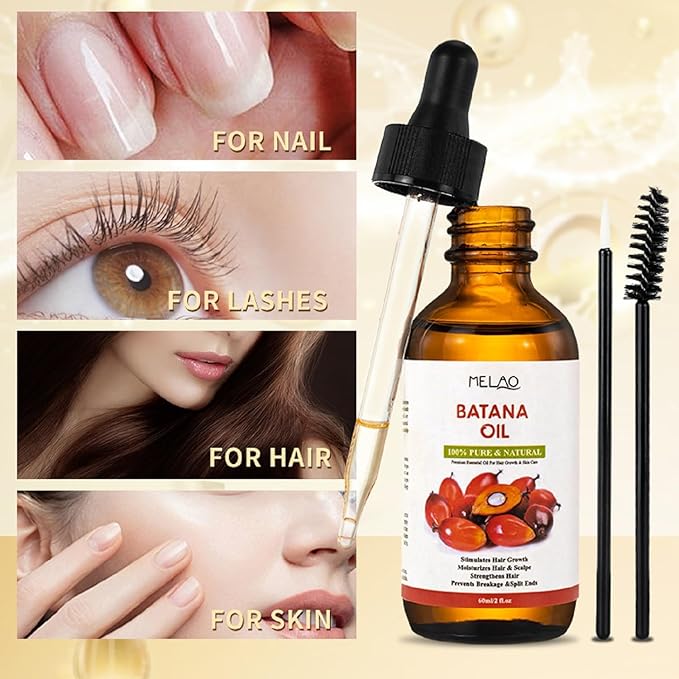 Cold-Pressed Batana Oil (60ml) - Hair Growth Serum, Scalp Treatment & Nourishing Oil for Dry, Damaged Hair - Natural, Organic, Chemical-Free (Coconut)