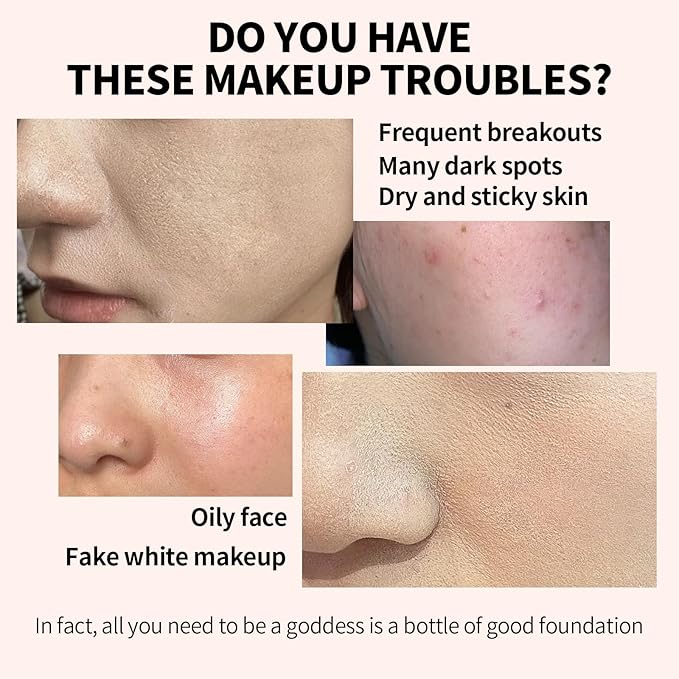6-in-1 Makeup Infused with 1% Hyaluronic Acid- Matte + Poreless Liquid Foundation For A Glowing & Soft-Focus Look, Suitable for All Skin Types (301 Medium, Moisturizing Foundation)