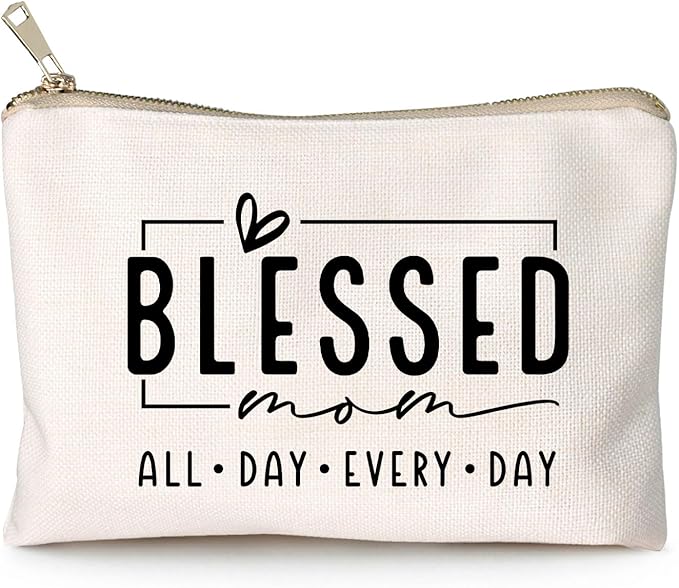 Blessed Mom Makeup Bag Mom Vibes Pouch Mom Life Cosmetic Bag Mom Mode Mother's Day Gift Girl Mama Birthday Gift Boy Mama Travel Bag Bible Verse Toiletry Bag