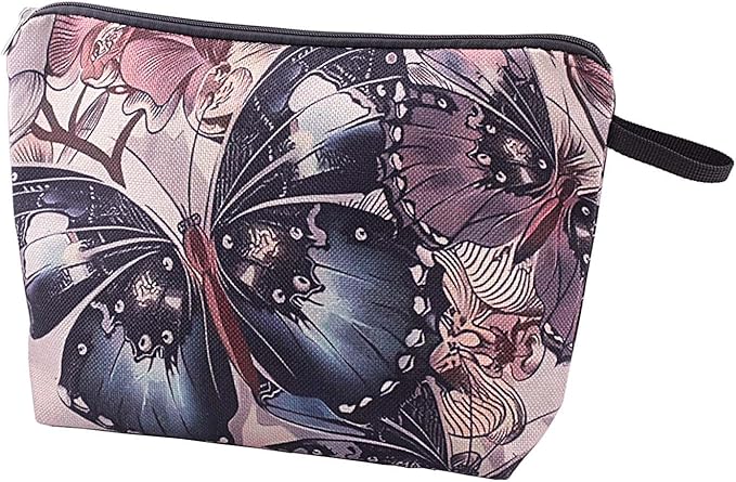 Cute Animal Lovers Gifts Butterfly Cosmetic Bag Makeup Pouch with Zipper (butterfly)