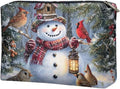 COEQINE Small Makeup Pouch for Purses for Women Leather Snowman Purse Cosmetic Bag Cute Toiletry Travel Bag For Friend for Holiday Birthday Christmas Gifts