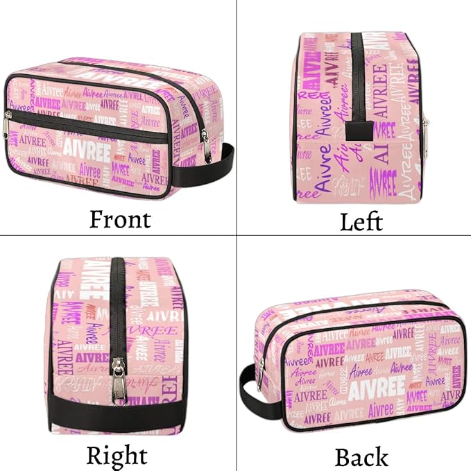 Custom Travel Toiletry Bag for Women, Large Makeup Bag, Cosmetic Bag, Comestic Essentials for Women, Light Pink Background