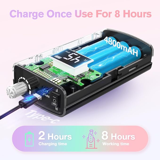 Beloving Portable Nail Drill Professional, 45000RPM Rechargeable Nail Drill Electric File Machine for Acrylic Gel Polish Remover, Cordless Nail Kit for Manicure Pedicure with 11 Bits for Salon (Black)