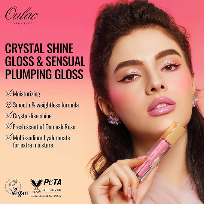 Oulac Red Pink Lip Gloss High-shine Moisturizing Lip Gloss Oil Colorful Shade Liquid Lipstick Non-stick Cup Glitter lipstick Lip Tint Reduce Fine Lines Lip Glaze For Dry Lip C13