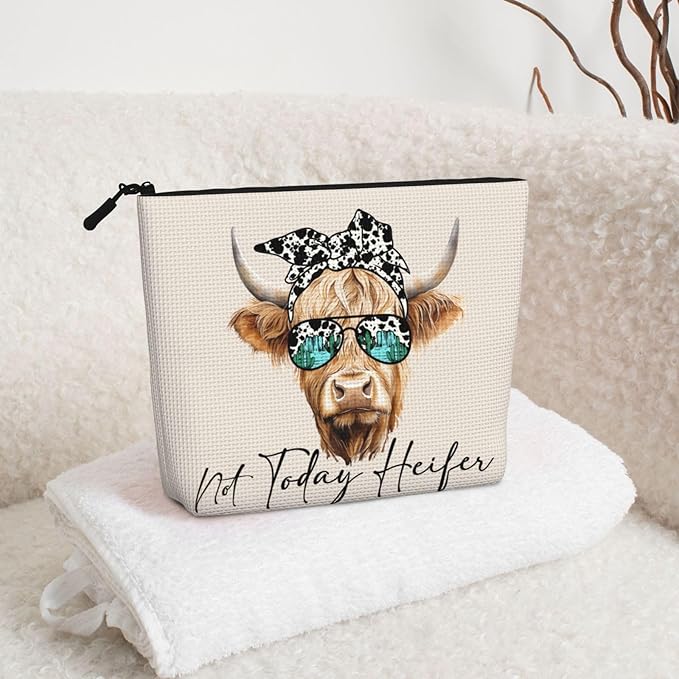 MOLAIGIN Heifer Cow Girl Cosmetic Bag For Women, Travel Makeup Bag, Toiletry Zipper Bag, Large Capacity Aesthetic Cases