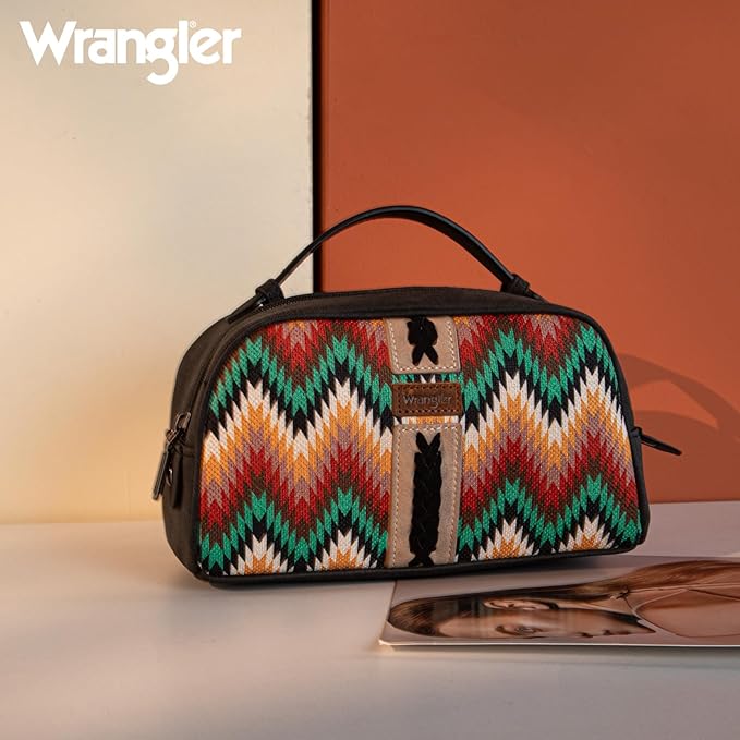 Montana West Wrangler Makeup Bag for Women Small Cosmetic Toiletry Bags Western Make Up Pouch Durable Cute Travel Purse,Black
