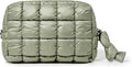 Yarnic Quilted Makeup Bag Cosmetic Bag, Travel Toiletry Bag for Women, Cute Makeup Bag Organizer Puffer Makeup Pouch (M, Sage Green)