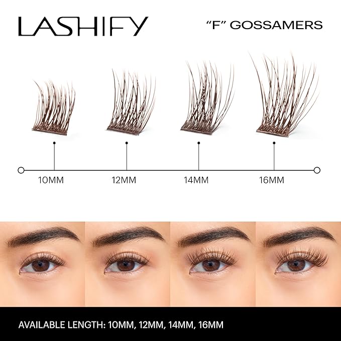 Lashify Fluffy 12mm Gossamer DIY Eyelash Extensions Refill, Chocolate Color, Easy False Lashes To Add Fullness and Dimension