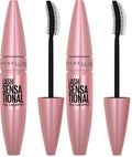 Maybelline Lash Sensational Mascara, Lengthening and Volumizing | Very Black | Washable | Full Fan Effect | Pack of 2