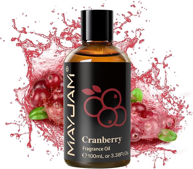 MAYJAM 100ML/3.38FL.OZ Cranberry Fragrance Oils with Glass Dropper, Essential Oils for Diffusers for Home, Long Lasting Scented Oils for Diffusers Soap Candle Making