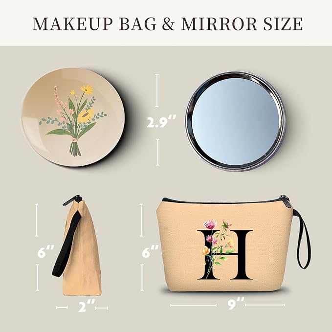 Birthday Inspirational Bridesmaid Proposal Team Small Gifts for Women Mom Aunt Teacher Sister Coworkers Makeup Cosmetic Bag Travel with Mirror Mothers Day Christmas Graduation H