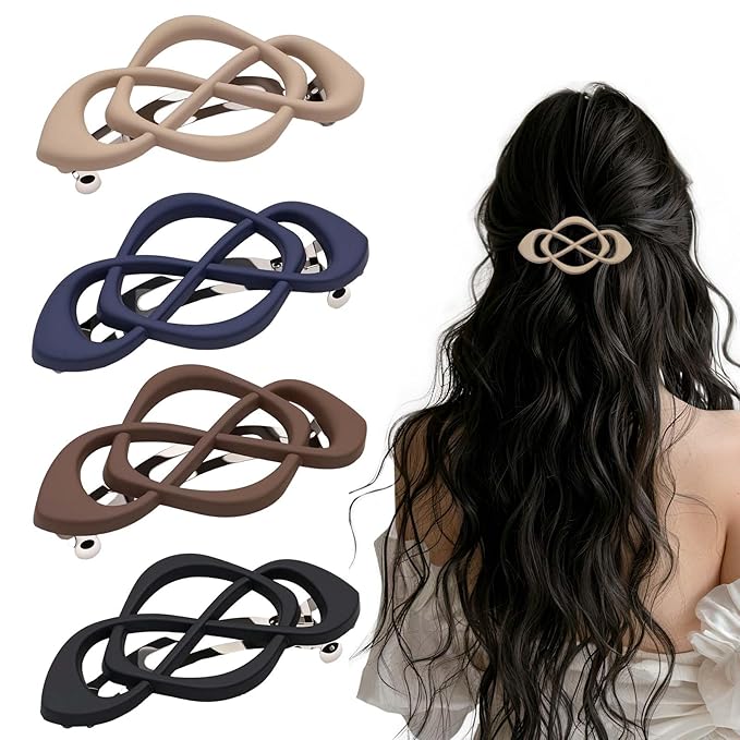 Vintage French Barrette Hair Clips, Hair Barrettes Hair Accessories for Women Girls, Elegant Retro Non Slip Clip with Classic Design Thick to Thin, Stylish Accessories Hair (Color Mixing A, 4PCS)