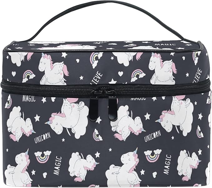 Makeup Bag, Cute Unicorn Rainbow Travel Makeup Organizer Bag Cosmetic Cases Toiletry Bags for Girl Women Ladies