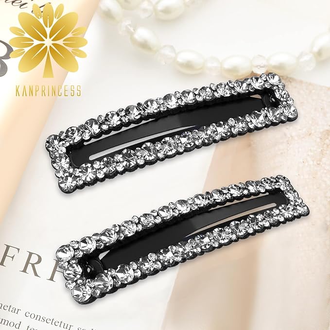 Rhinestone and Crystal Hair Clips 2-Pack, Sparkly Barrettes & Elegant Bling Accessories for Women & Girls(set 3)
