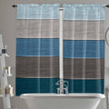 Retro Farm Blue Gray Wood Grain Window Valance Curtains, Rustic Wooden Plank by IDOWMAT