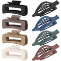 Hair Clips for Women 4.3 Inch Large Hair Claw Clips 8 pcs Square Claw Clips & Flat Hair Clips for Thick or Thin Hair French Concord Hair Barrettes Alligator Hair Accessories for Women (Dark Colorful)