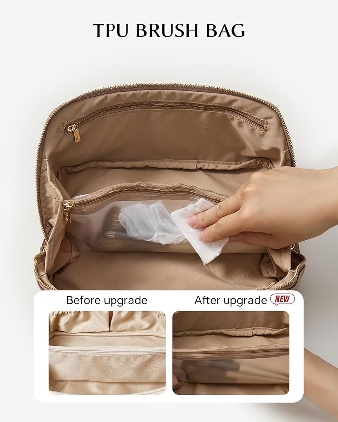 EACHY Travel Makeup Bag,Large Capacity Cosmetic Bags for Women,Waterproof Portable Pouch Open Flat Toiletry Bag Pattern Makeup Bag