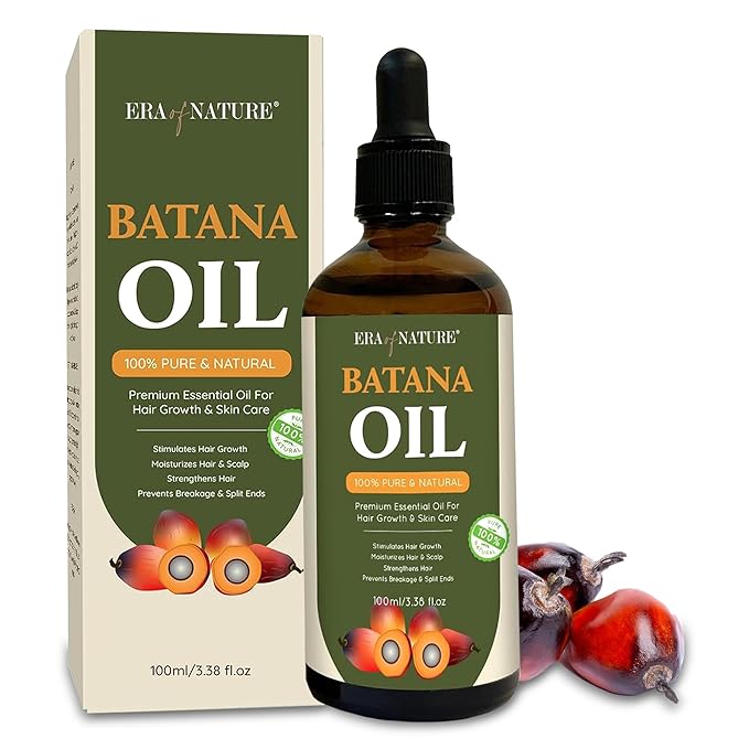 era of nature Batana Oil for Hair Growth - Dr. Sebi Approved, 100% Pure, Raw & Unrefined Oil from Honduras, Nourishes Hair & Scalp, 3.38 Oz