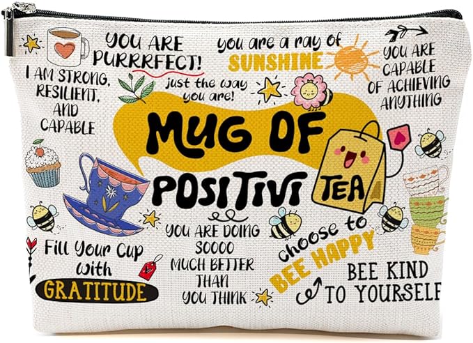 Inspirational Gifts Makeup Bag, Positive Affirmations Cosmetic Bag, Organizer Zipper Pouch Boss Day Mothers Day Birthday Motivational Gifts for Women Friends Sister Coworker Daughter
