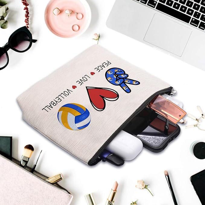 Volleyball Gifts for Women: Inspirational Makeup Cosmetic Bag, Travel Pouch