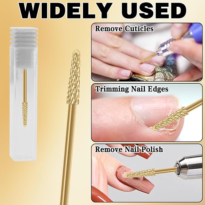 2Pcs 3/32" Cuticle Bit Gel Remover Drill Bit, Remove Dead Skin Small Cone Clean Medium Grit Carbid Professional Manicure Tool for Electric Nail Drills Conical Accessories for Home Use Nail Salons