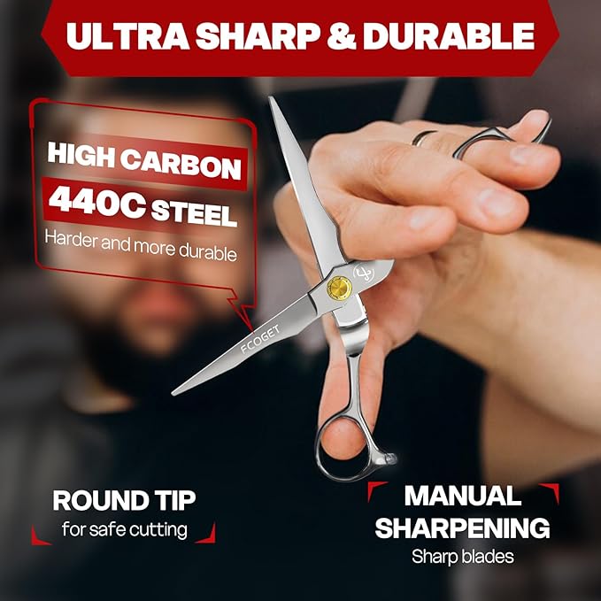 Professional Barber Hair Scissors Thinning Shears Kit - 6.8" HIGH-END Extremely Sharp Haircut Scissors Hairdressing Texturizing Hair Cutting Shears Set 440C Stainless Steel for Salon Home Stylists
