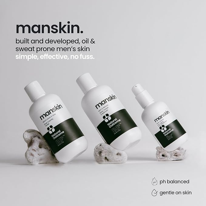 natural outcome Mens Face Wash Cleansing Gel with Mint and Marula Oil - Daily Cleanser Face Wash for Men - Sulfate Free 8 oz