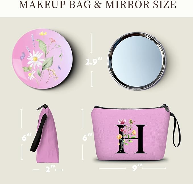 Birthday Inspirational Bridesmaid Proposal Team Small Gifts for Women Mom Aunt Teacher Sister Coworkers Makeup Cosmetic Bag Travel with Mirror Mothers Day Christmas Graduation H