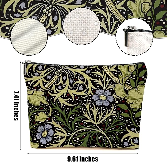 4 Packs Vintage Flowers Makeup Bag Floral Cosmetic Bag Friend Friendship Gifts for Women Girls Bestie Daughter Grandma Botanical Travel Organizer Zipper Pouch Christmas Thanksgiving Birthday Gifts
