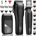 Professional Hair Clippers for Men, Barber Clippers and Trimmers Set, Foil Shavers for Men, 3 in 1 Cordless Hair Clippers Set Hair Cutting Kit Barber kit with LED Display