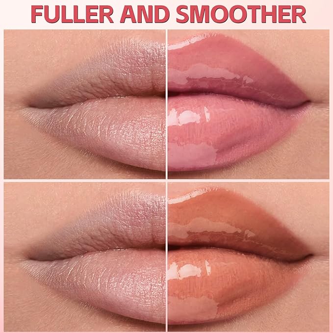 3D Voluming Lip Gloss Long Lasting Moisturizing Lip Gloss for Women Shine and Glowy Finish Lip Makeup 2Pcs