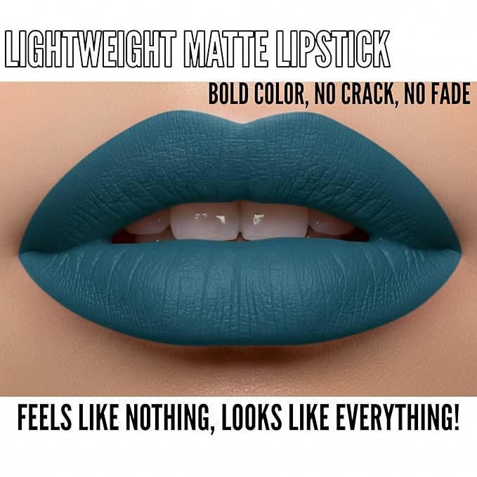 Mynena Cadet Blue Long Lasting Lipstick for Women Waterproof & Transfer-Proof | Hydrating with Shea Butter | Bold Pigment Intense Matte Color Lip Stain | Talc-Free & Vegan Product that Performs | Ivy