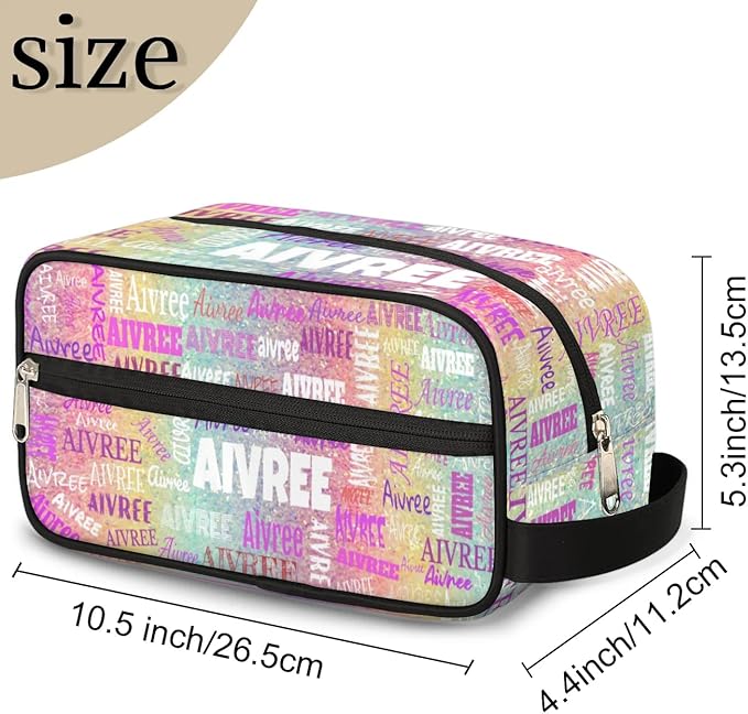 Personalized Makeup Bag with Name, Best Friends Teen Women Mom Birthday Gift Toiletry Travel Bag for Toiletries, Colorful Rainbow Glitter