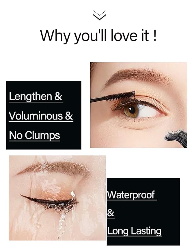Brown Mascara for Fine Short Lash & Older Women & Mulit-layered Lashes, Ultimate Length Volumizing Lower Bottom Lashes Mascara, Ultra-Precise Slim Adjustable Brush to Any Angle, Smudge-proof