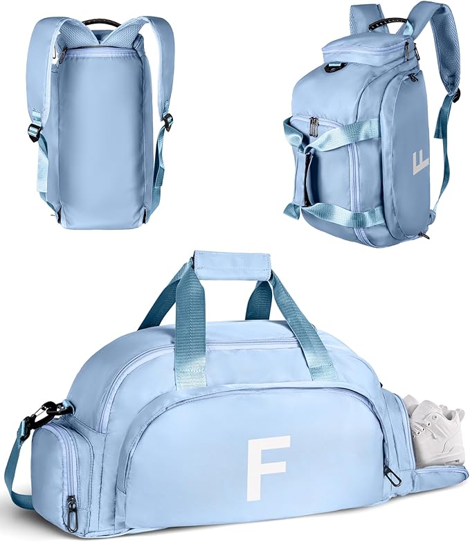 Sister Birthday Gifts, Initial Gym Bags with Shoe Compartment, Dance Bag for Girls, Monogram Kid Overnight Bags, Teen Girl Gifts Trendy Stuff-Carry on Travel Duffel (Letter F)