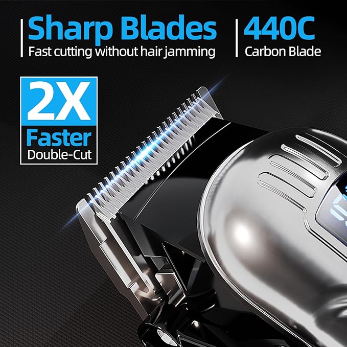 Chicclly Professional Hair Clippers for Men&Women, Low Noise Hair Cutting Kit with 10 Color Combs, LED Display, Gifts for Men, 5H Cordless Clippers and Trimmers Set with Scissors,Cape